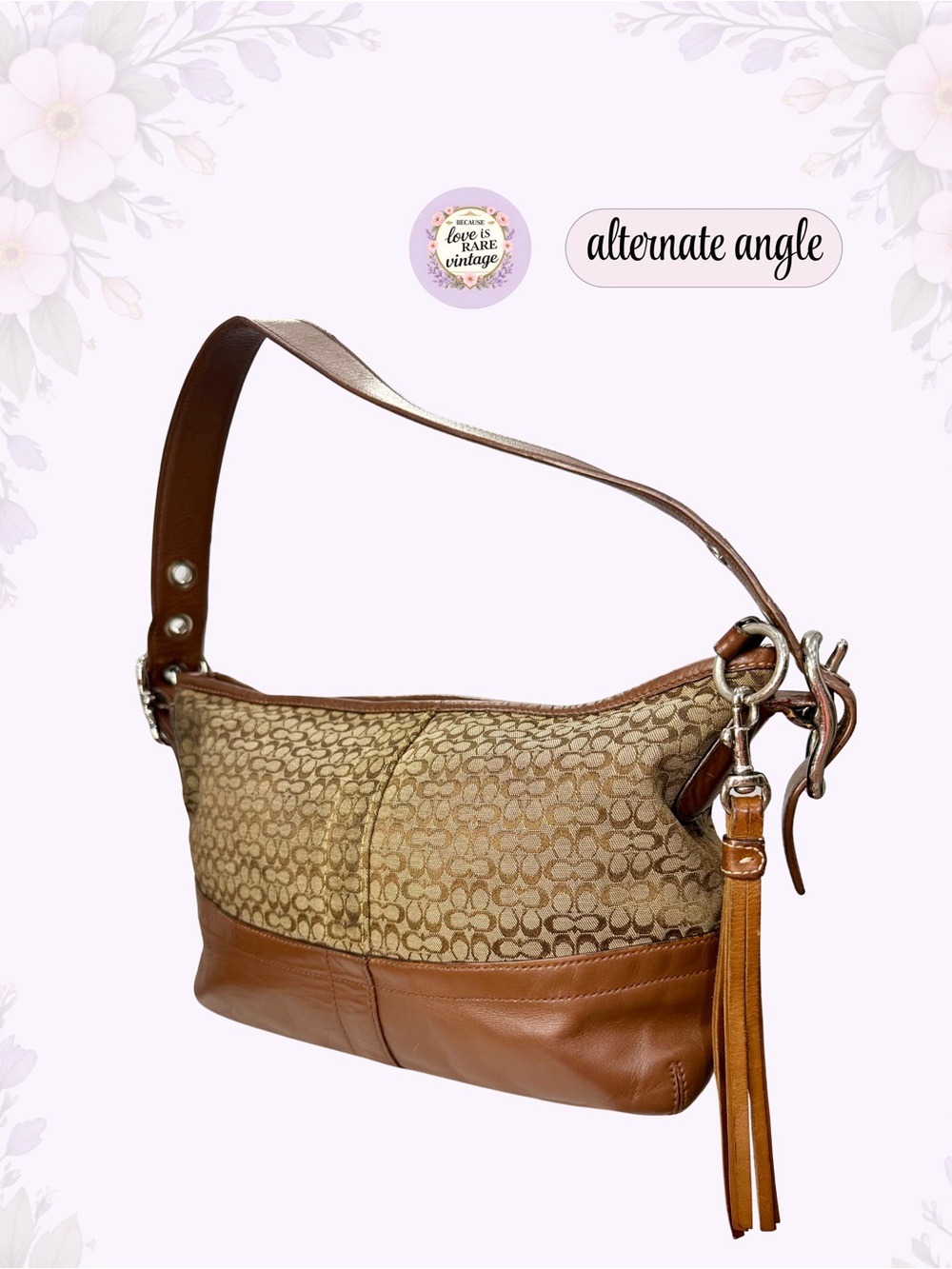 Vintage Coach Signature Khaki Jacquard Leather Hobo • Y2K Brown Shoulder Bag - Picture 2 of 11